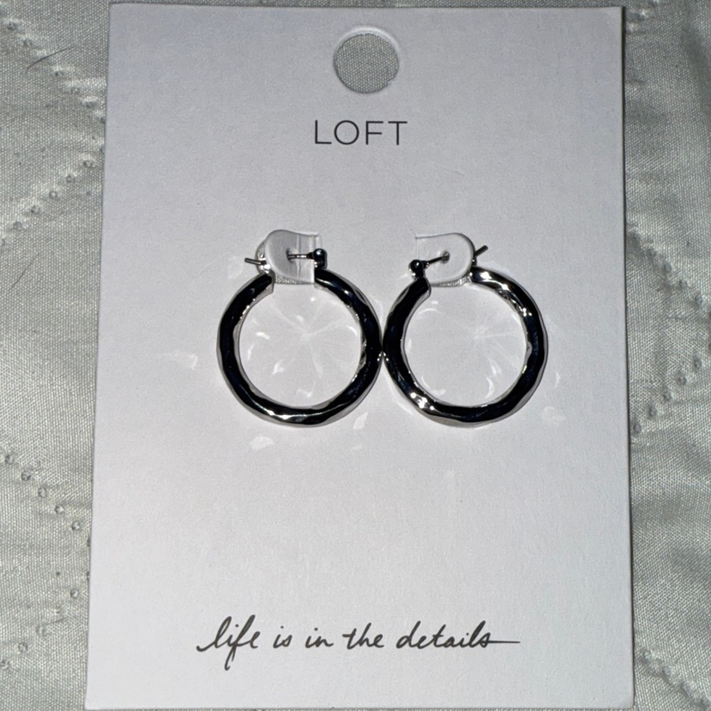 LOFT Shiny Silver Circle Earrings